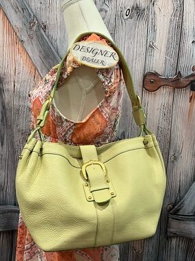 DOONEY & BOURKE  Vintage Pebbled Leather Lime Green Hobo Shoulder Bag